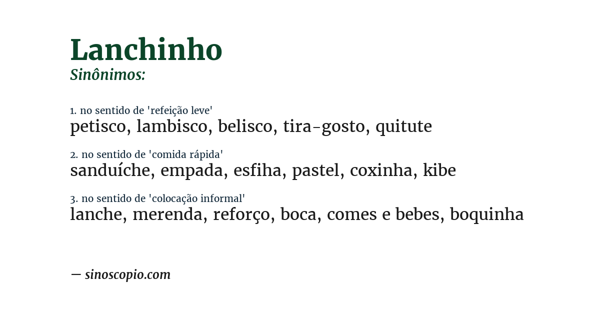Sinônimo de lanchinho