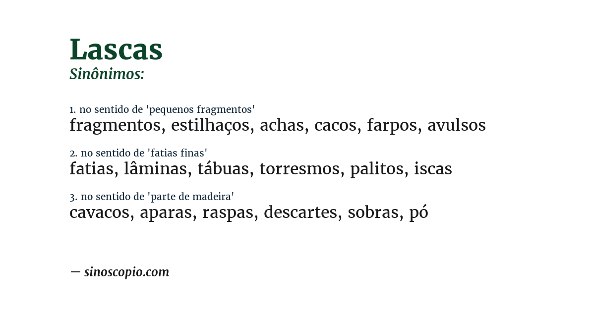 Sinônimo de lascas