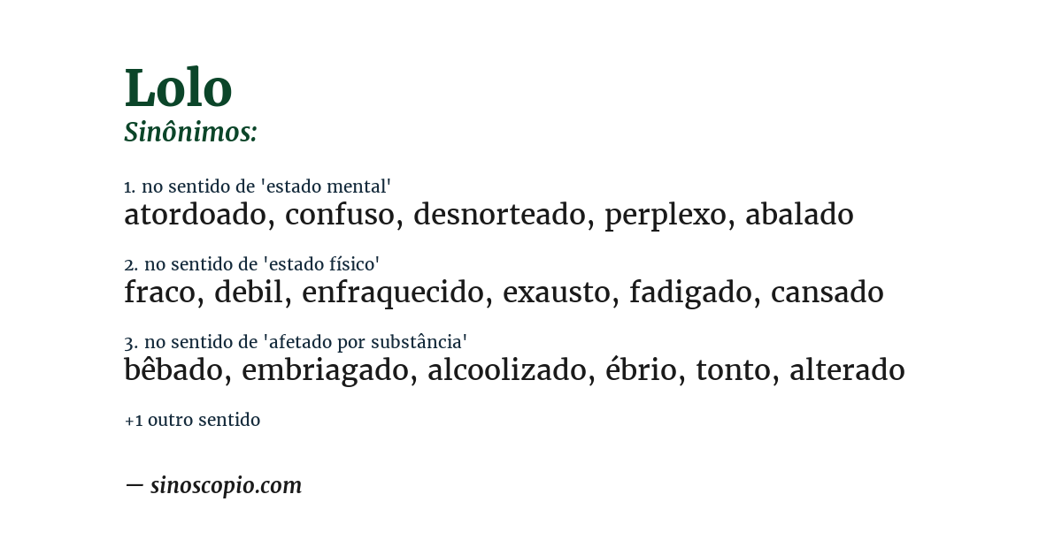 Sinônimo de lolo