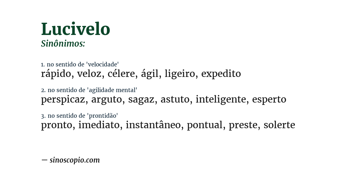Sinônimo de lucivelo