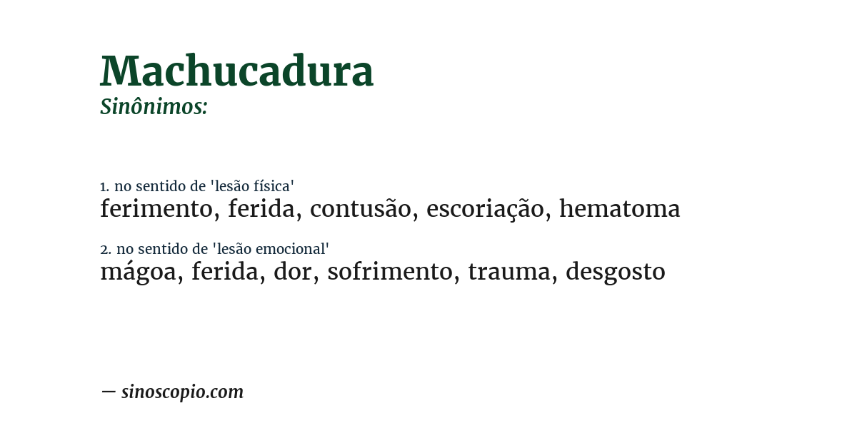 Sinônimo de machucadura