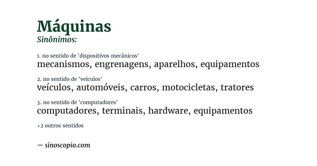 Sinônimo de máquinas
