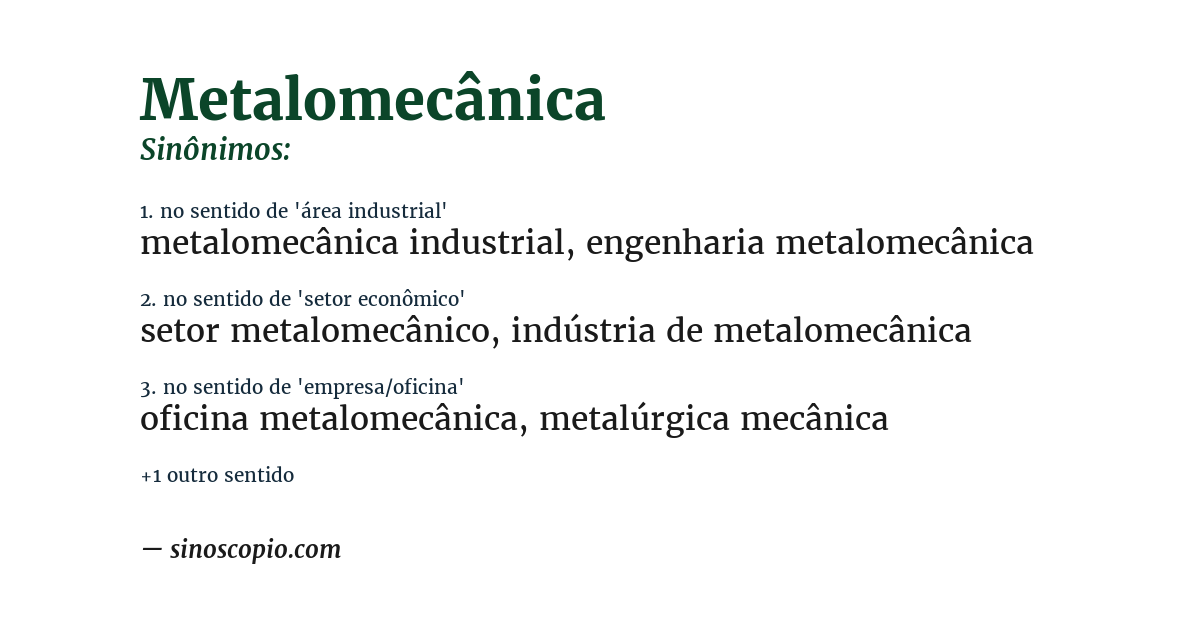 Sinônimo de metalomecânica