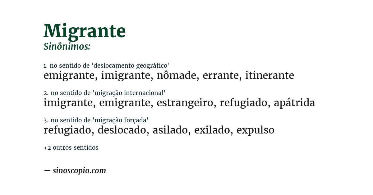 Sinônimo de migrante