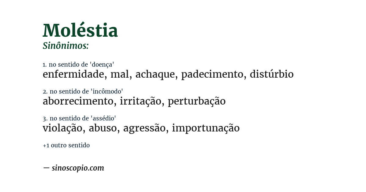 Sinônimo de moléstia