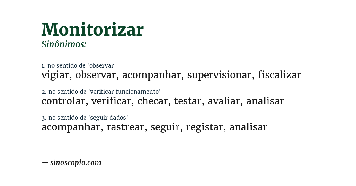 Sinônimo de monitorizar