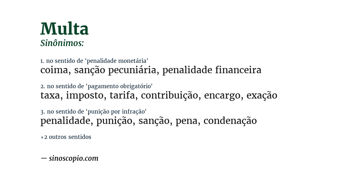Sinônimo de multa