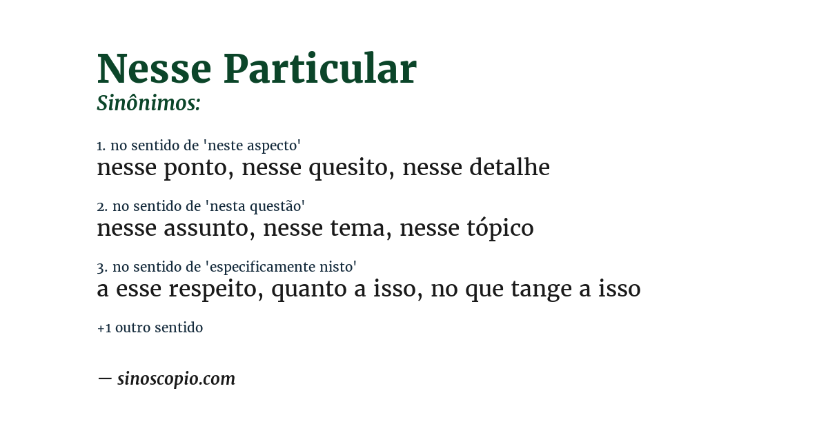 Sinônimo de nesse particular