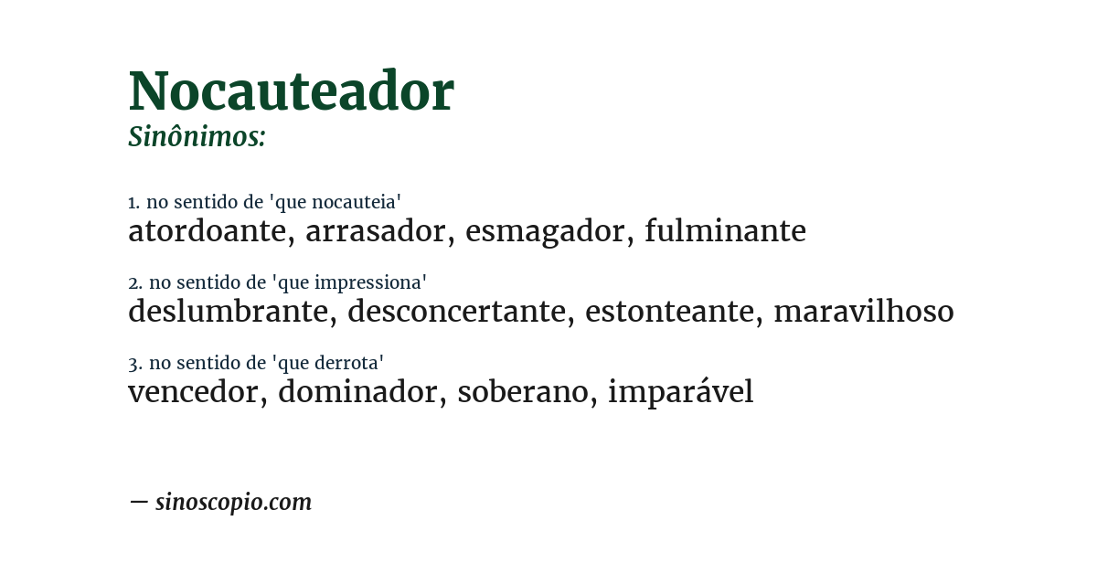 Sinônimo de nocauteador