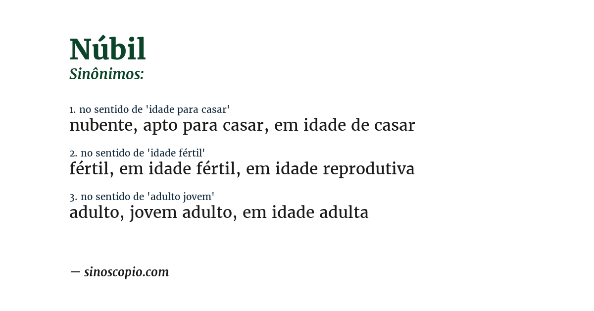 Sinônimo de núbil