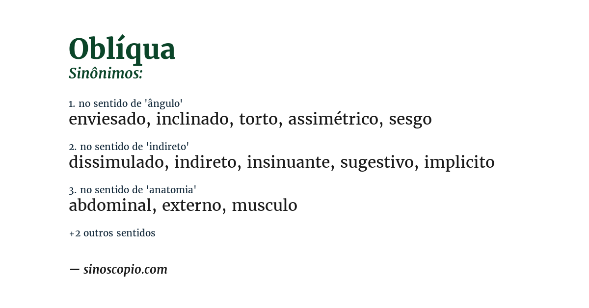 Sinônimo de oblíqua