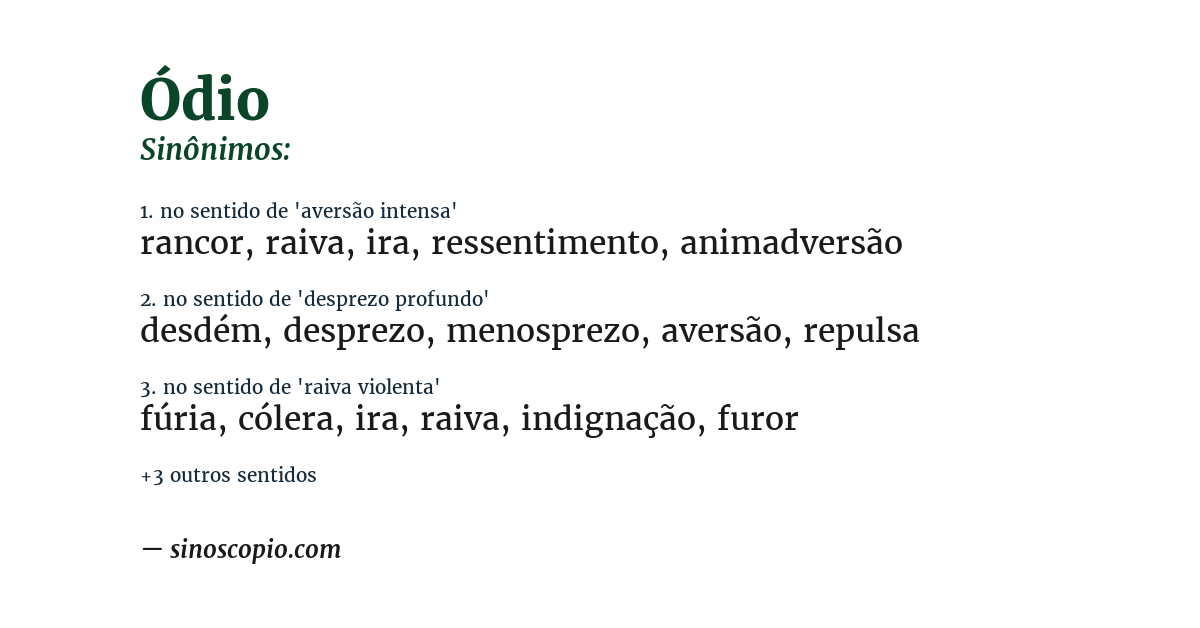 Sinônimo de ódio