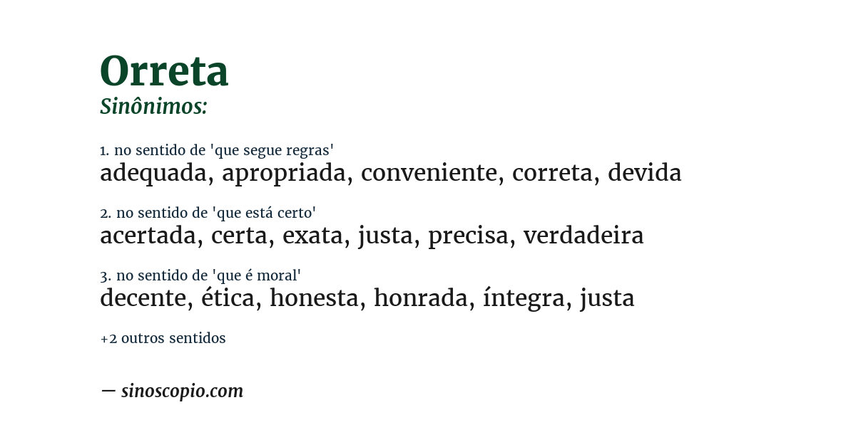Sinônimo de orreta