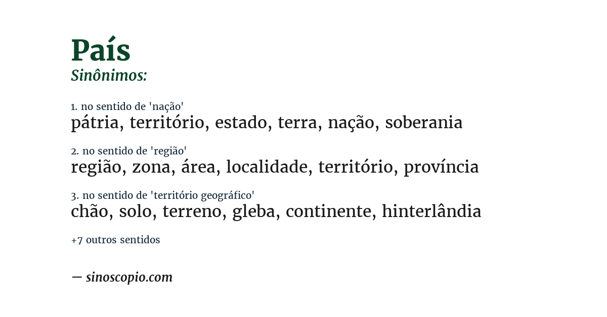 Sinônimo de país