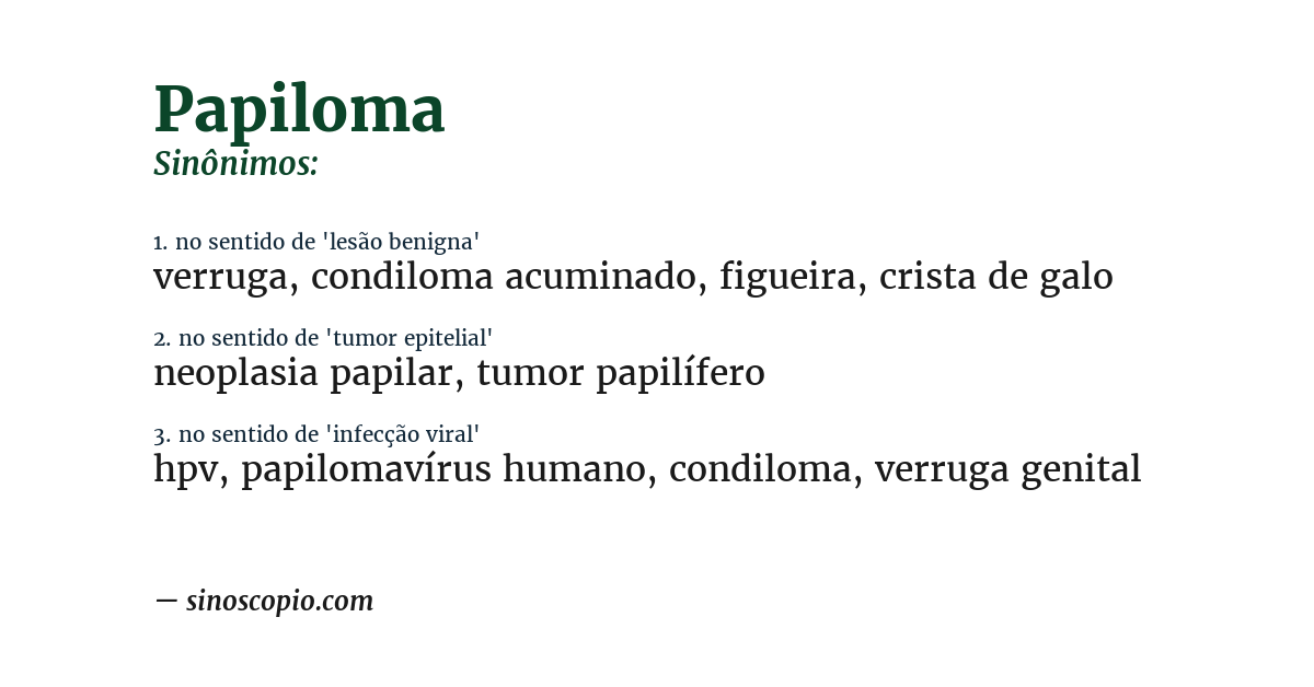 Sinônimo de papiloma