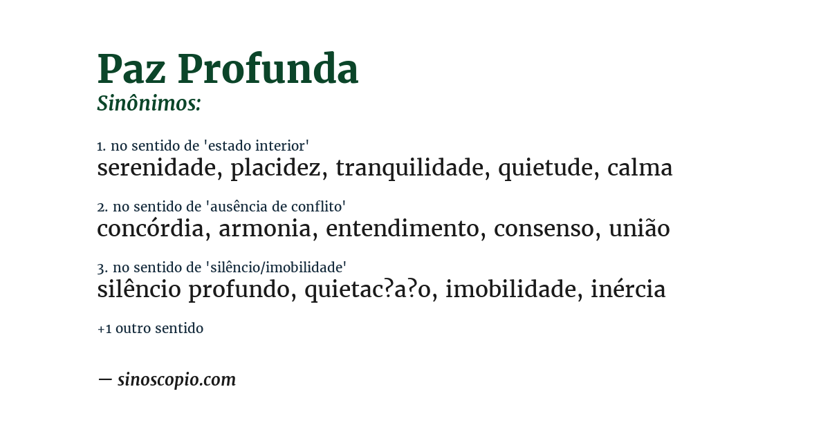 Sinônimo de paz profunda