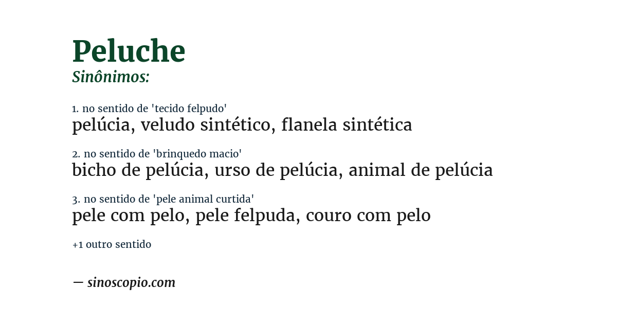 Sinônimo de peluche