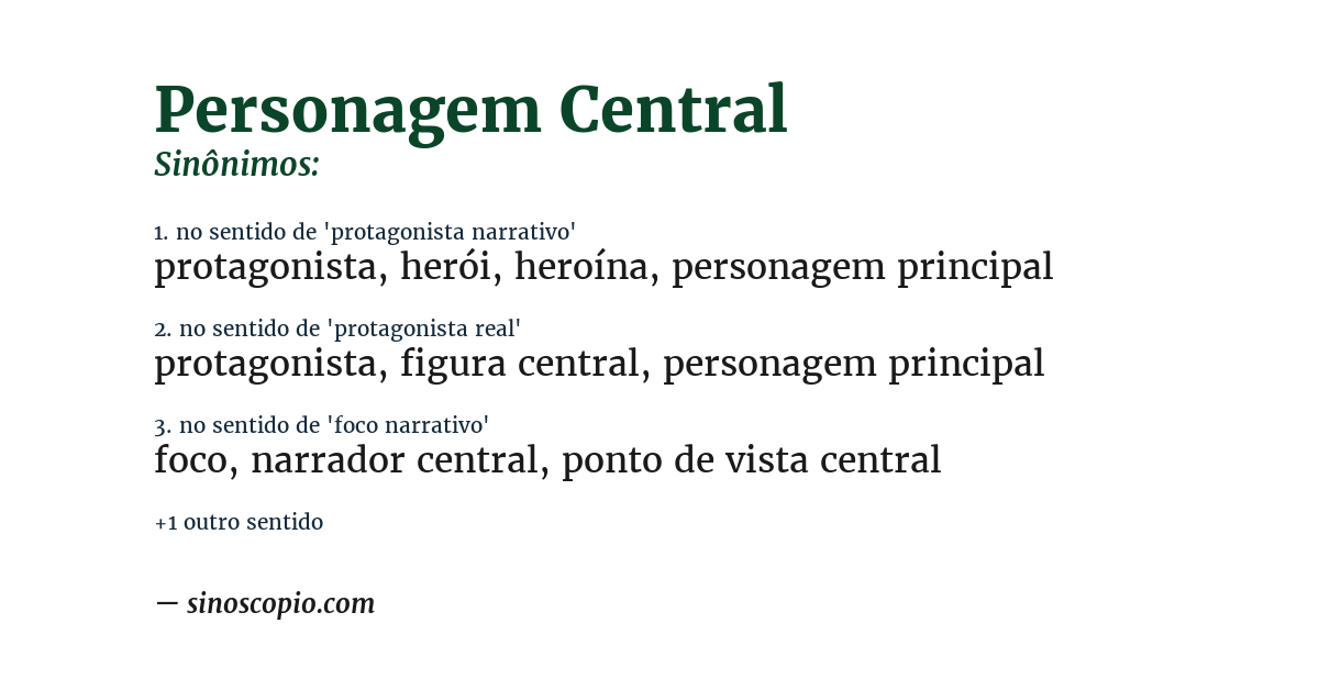 Sinônimo de personagem central