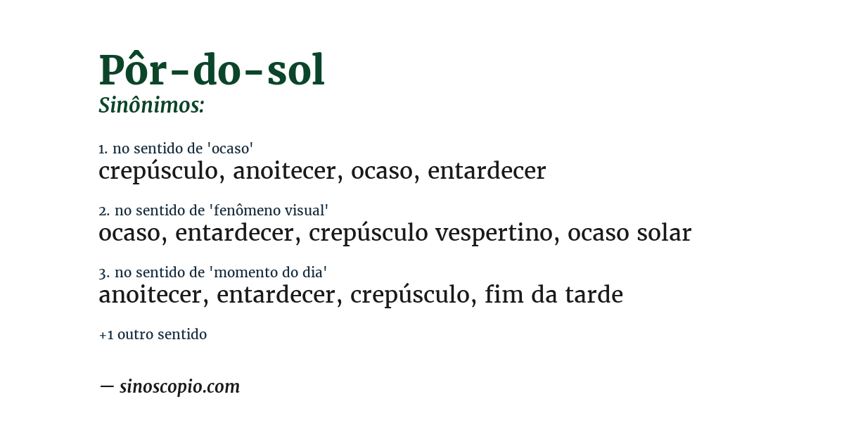 Sinônimo de pôr-do-sol