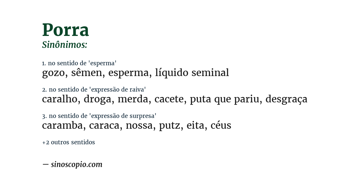 Sinônimo de porra