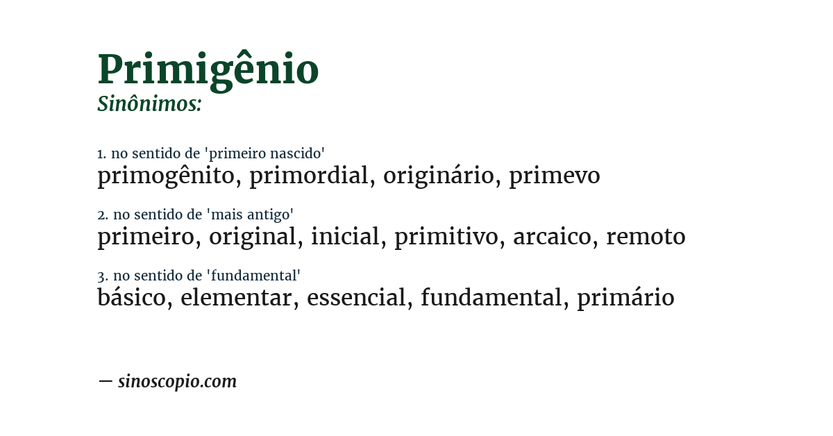Sinônimo de primigênio