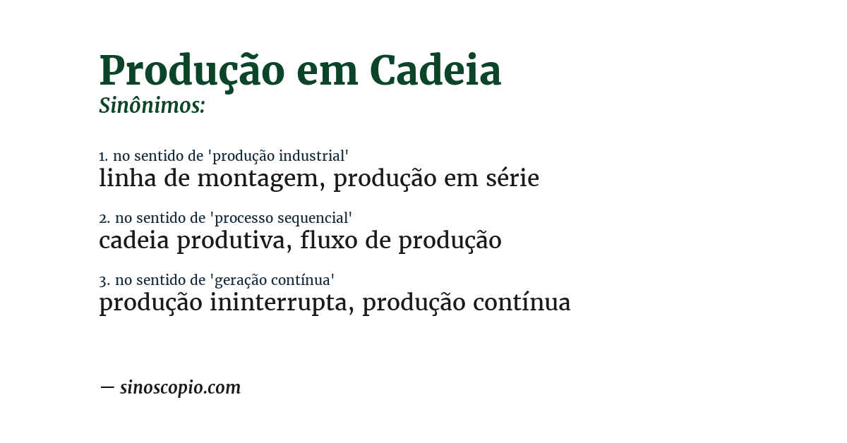 Sinônimo de produção em cadeia