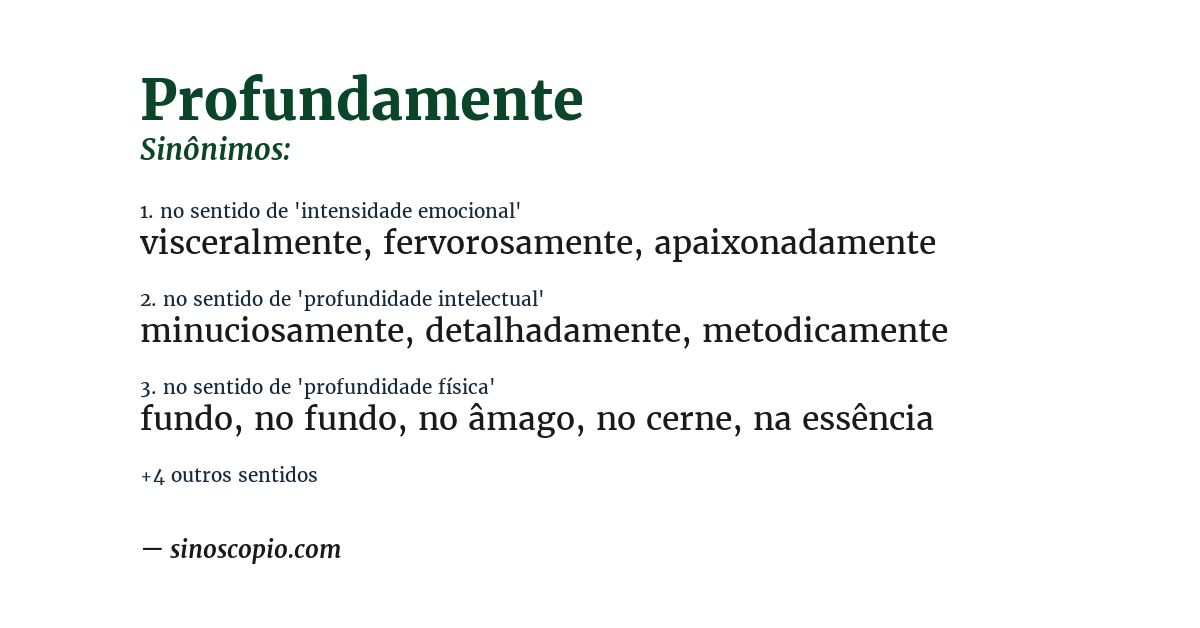 Sinônimo de profundamente