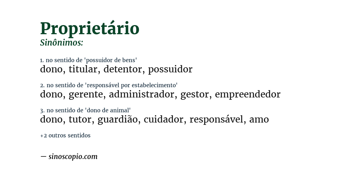 Sinônimo de proprietário