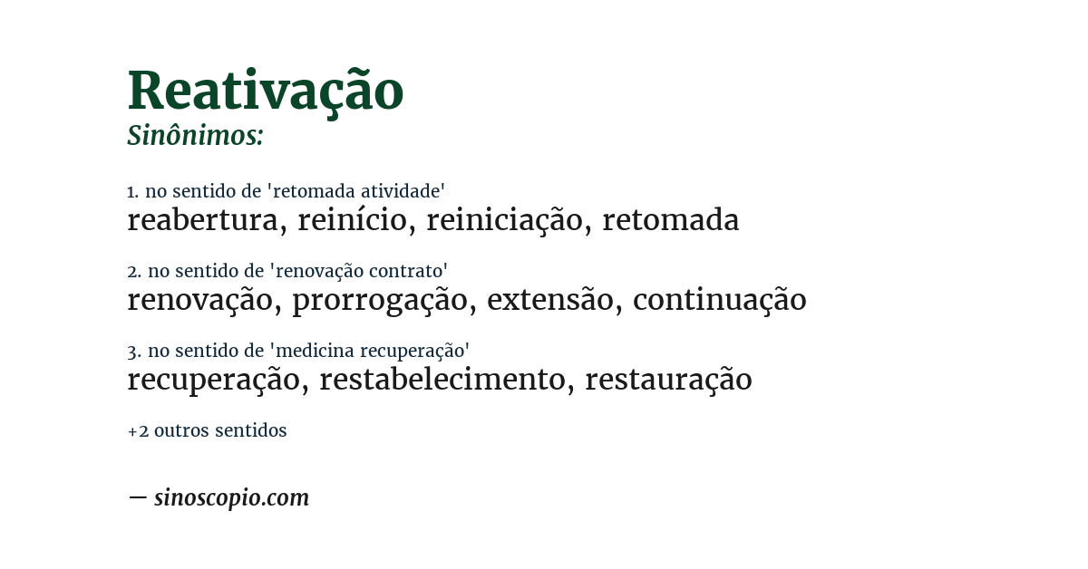 Sinônimo de reativação