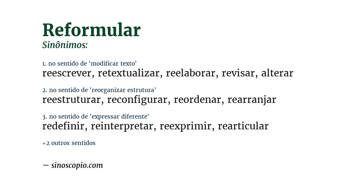 Sinônimo de reformular