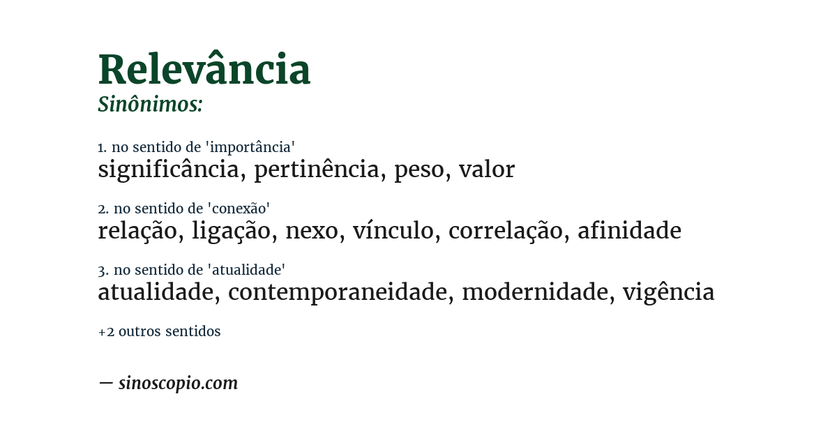 Sinônimo de relevância