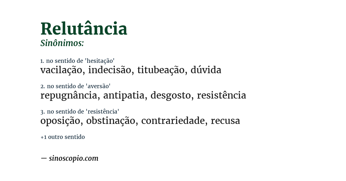 Sinônimo de relutância