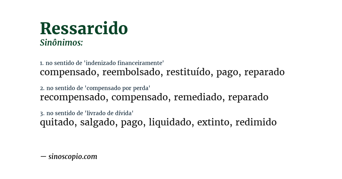 Sinônimo de ressarcido