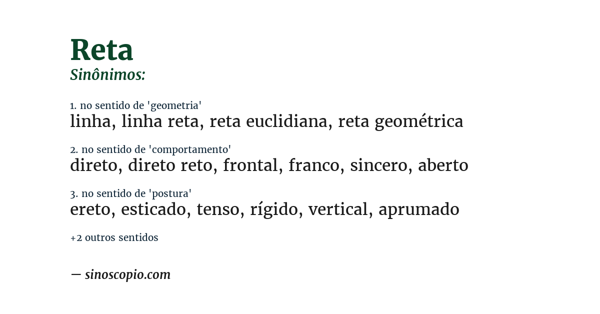Sinônimo de reta