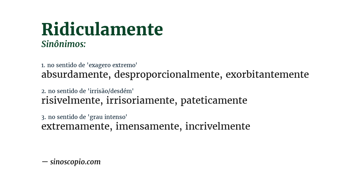 Sinônimo de ridiculamente