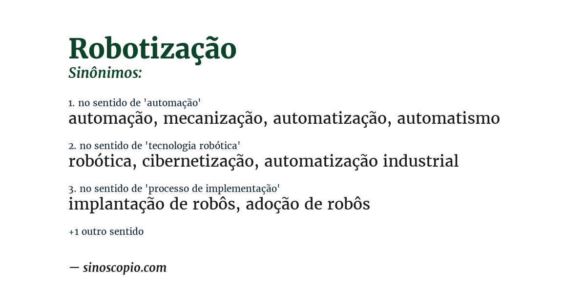 Sinônimo de robotização