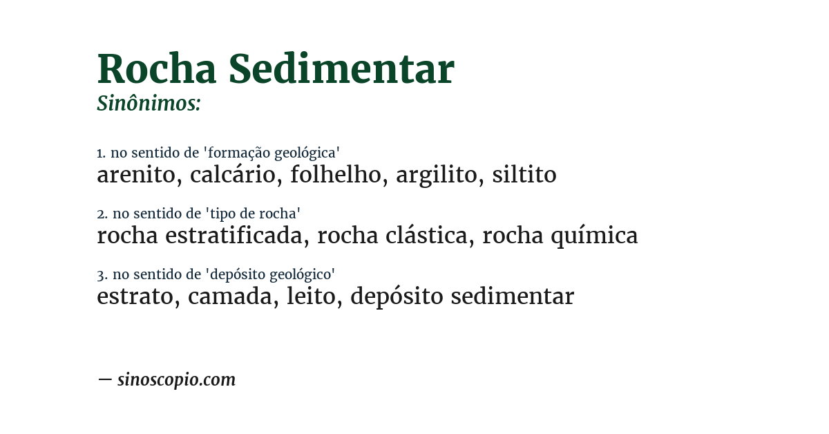 Sinônimo de rocha sedimentar