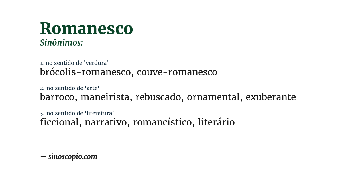 Sinônimo de romanesco