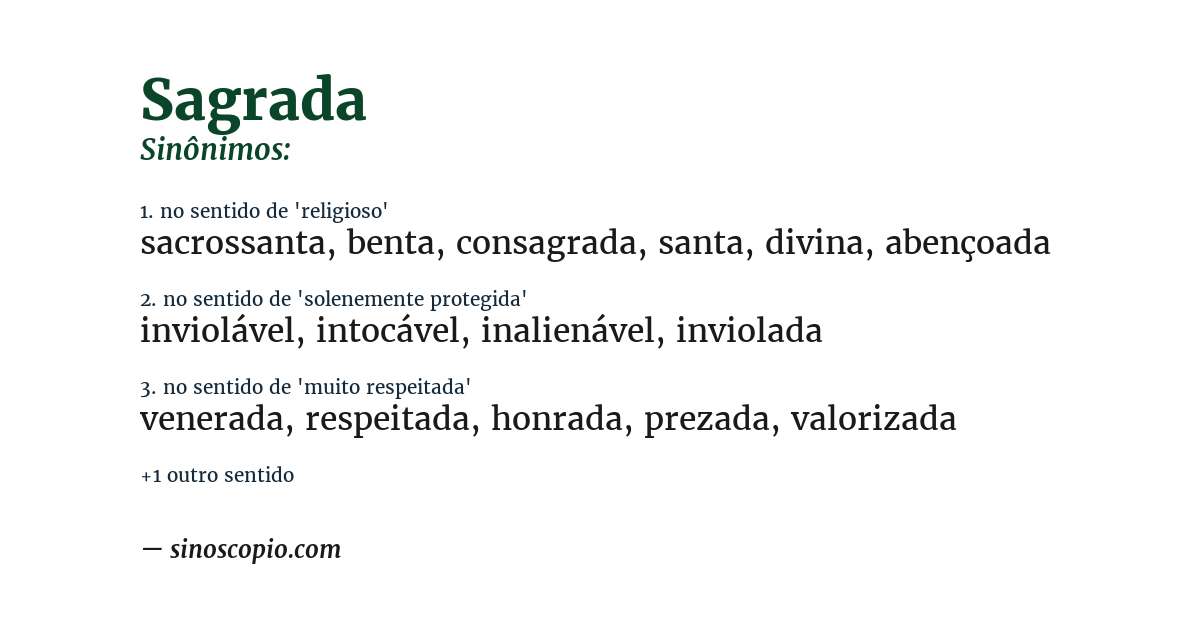 Sinônimo de sagrada
