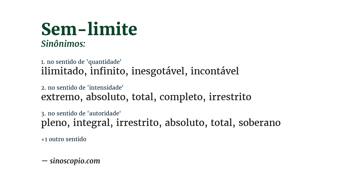 Sinônimo de sem-limite