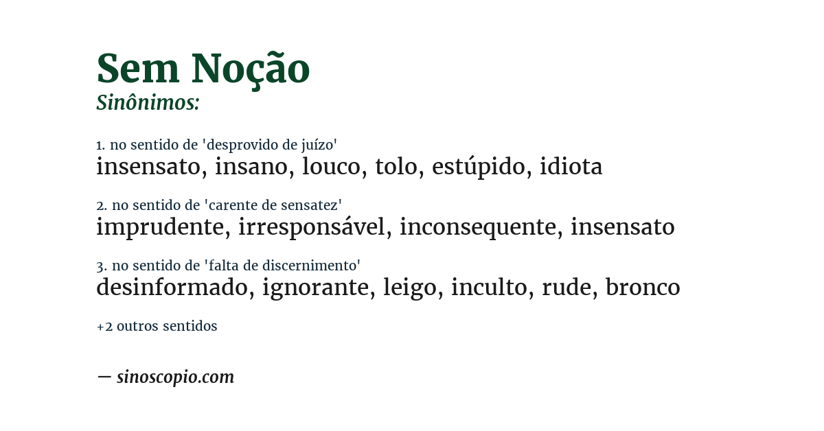 Sinônimo de sem noção