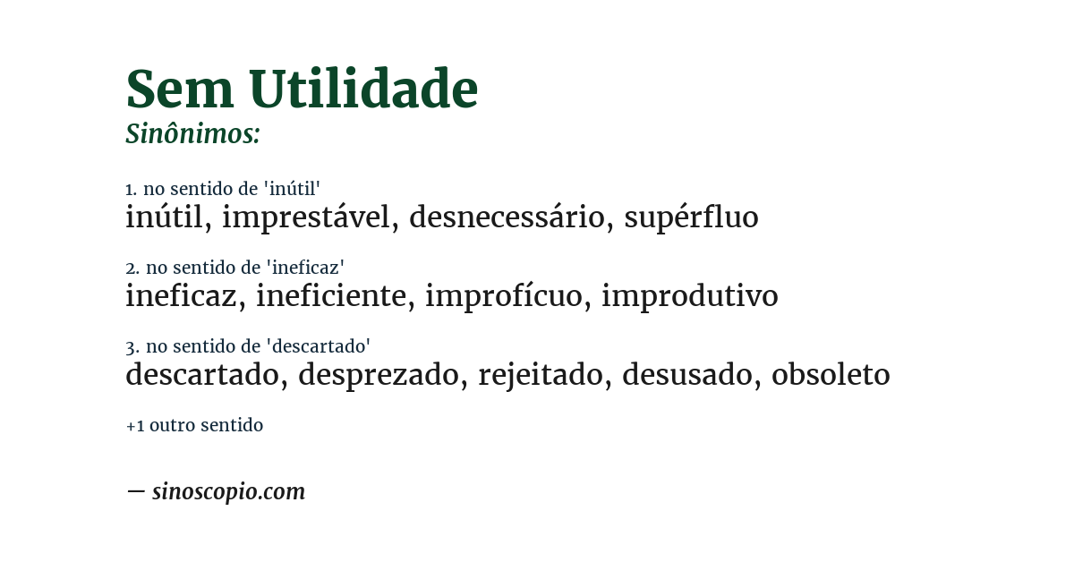 Sinônimo de sem utilidade