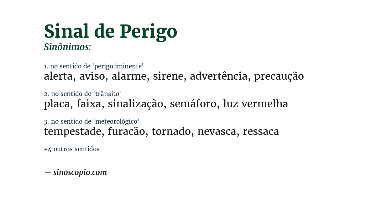 Sinônimo de sinal de perigo