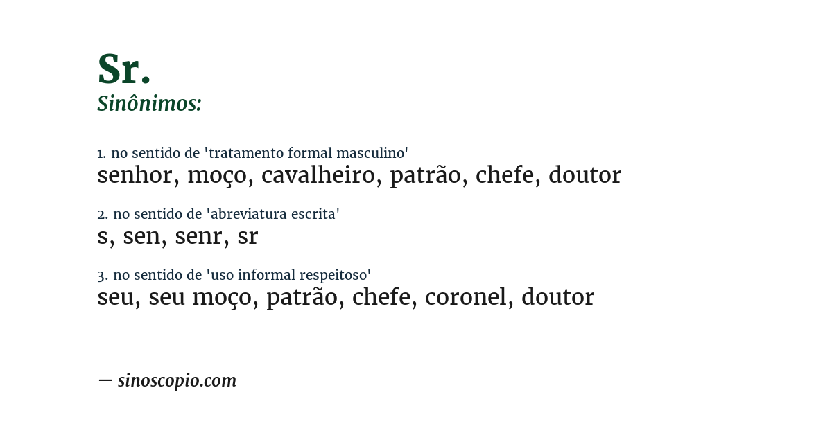 Sinônimo de sr.