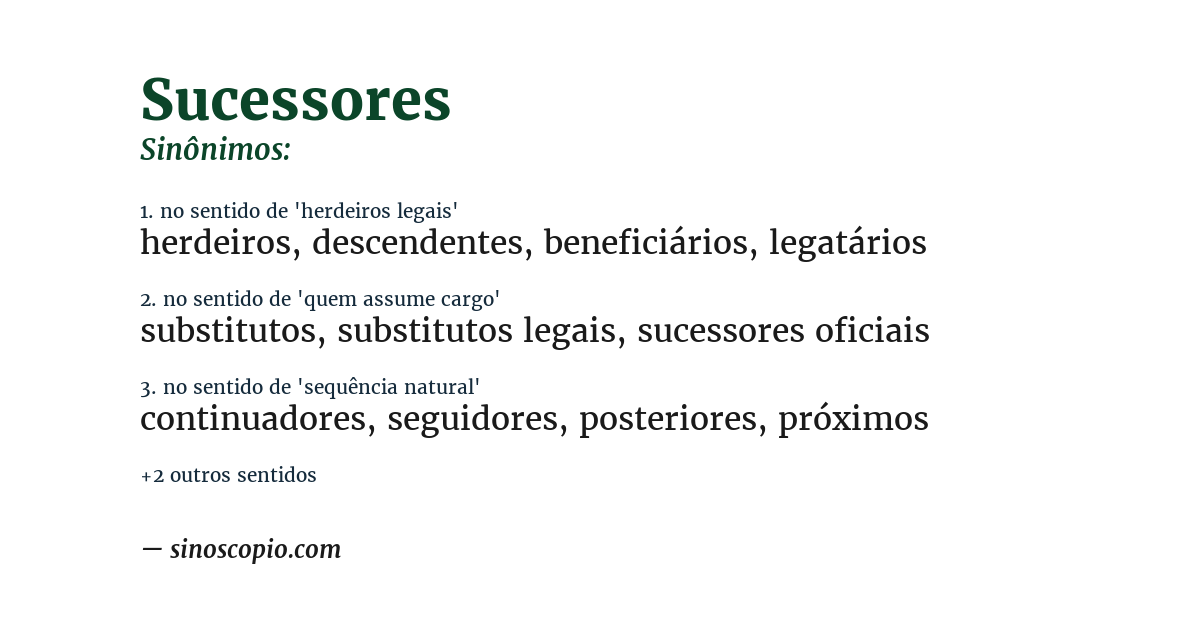 Sinônimo de sucessores