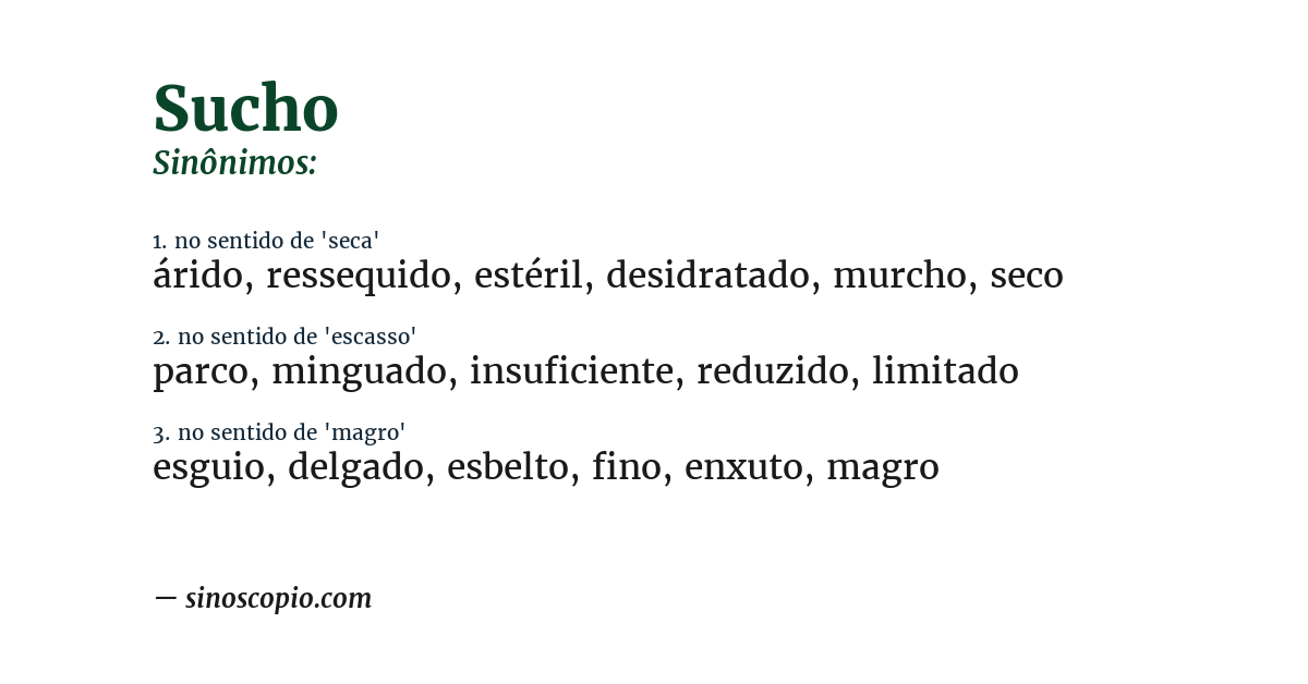 Sinônimo de sucho