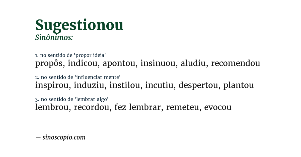 Sinônimo de sugestionou