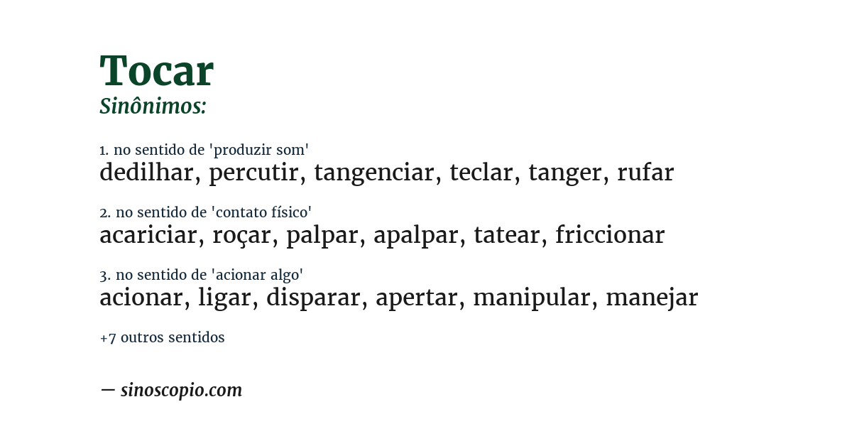 Sinônimo de tocar