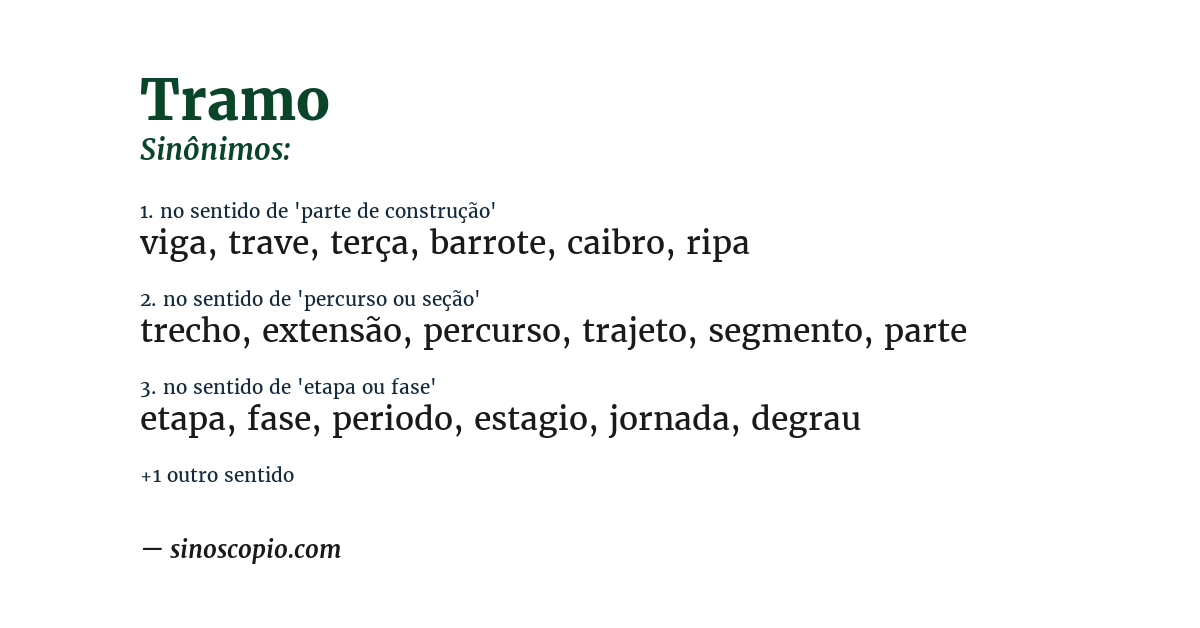 Sinônimo de tramo