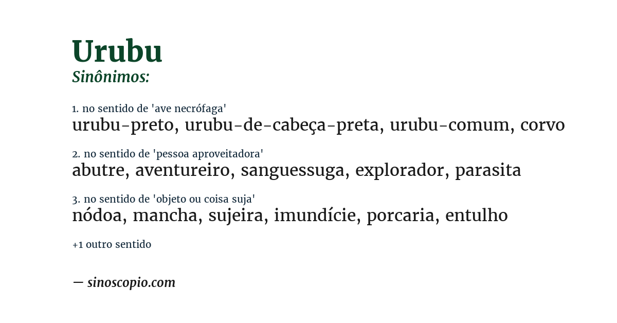 Sinônimo de urubu